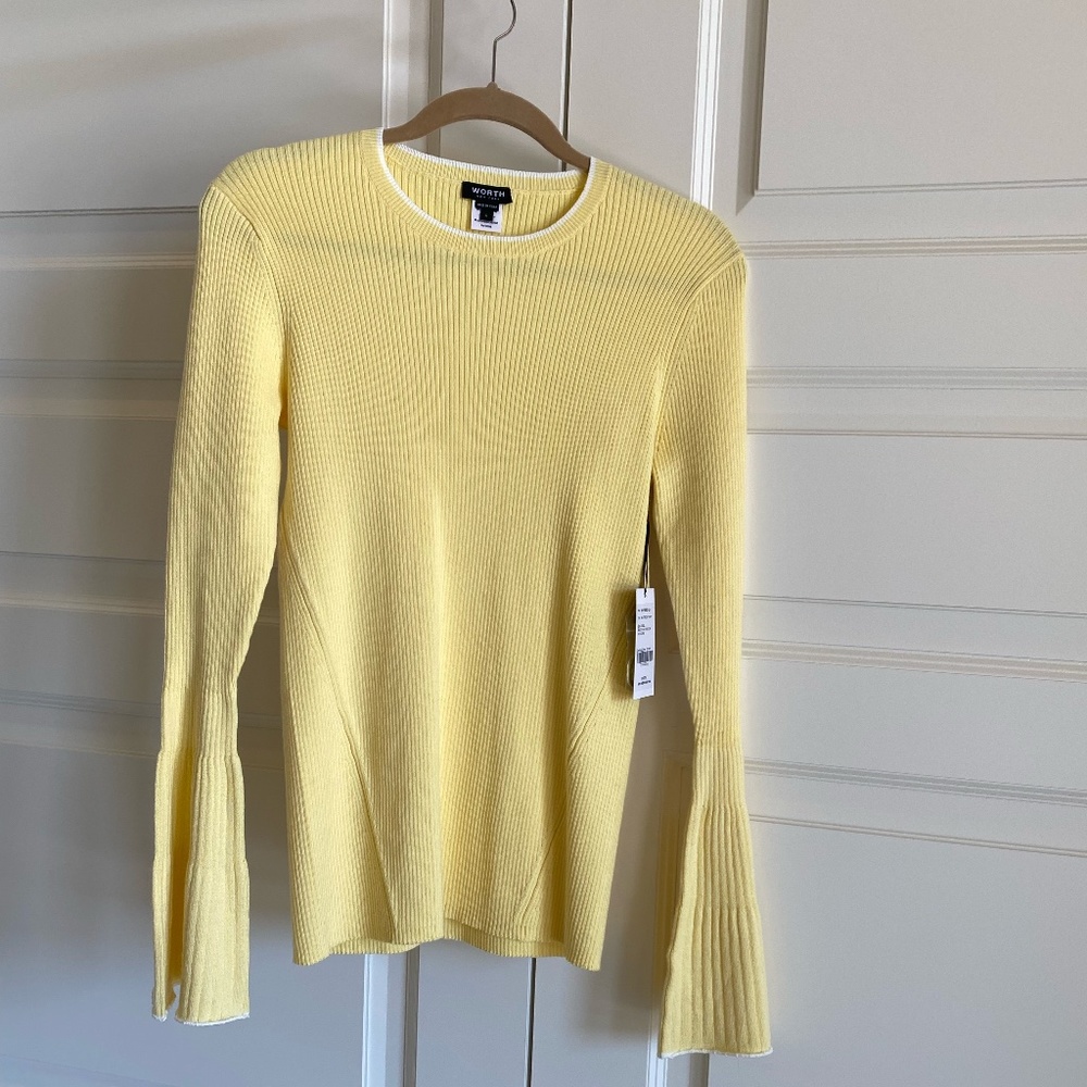 Worth New York - Size Large Buttercup, Ivory Sweater with Bell Sleeves
